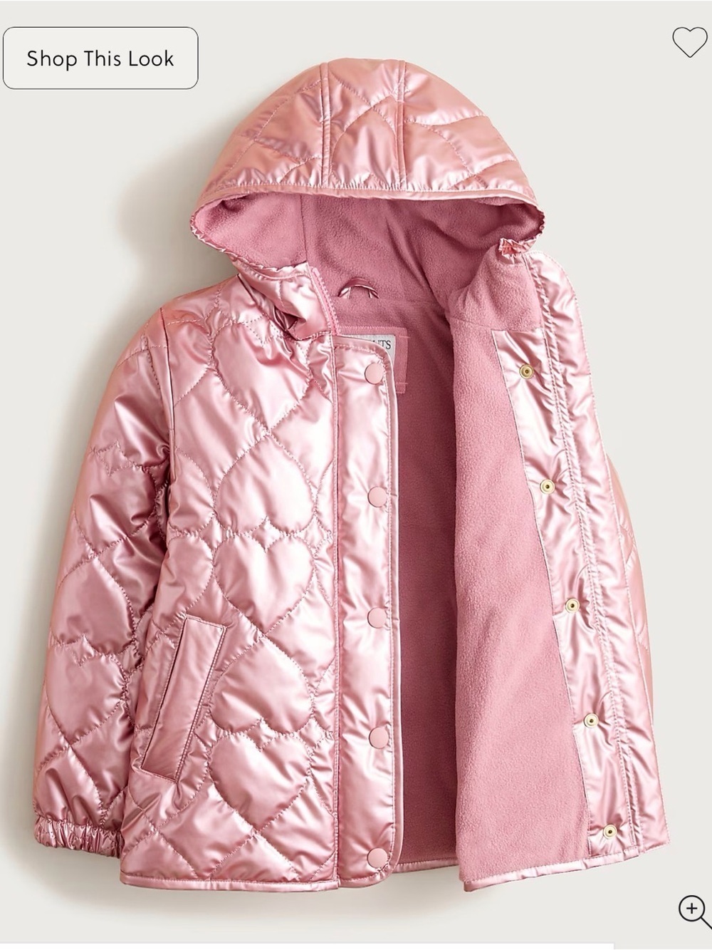 Crewcuts Shiny Quilted Hooded Jacket in Light Pink
